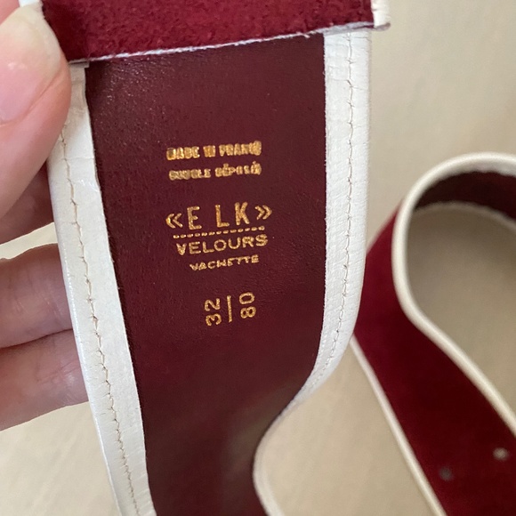 Vintage Givenchy Suede Burgundy and White Leather Piped Belt main image 8